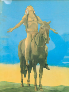 1930's Native American on Black Horse Appeal to the Great Spirit