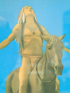 1930's Native American on Black Horse Appeal to the Great Spirit