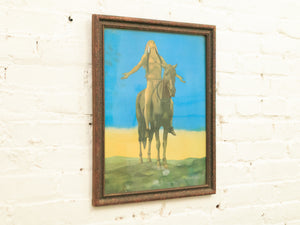 1930's Native American on Black Horse Appeal to the Great Spirit