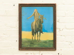 1930's Native American on Black Horse Appeal to the Great Spirit