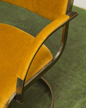 Load image into Gallery viewer, Gold Mustard Velvet Vintage Brass Chair Set
