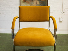 Load image into Gallery viewer, Gold Mustard Velvet Vintage Brass Chair Set
