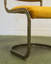 Load image into Gallery viewer, Gold Mustard Velvet Vintage Brass Chair Set
