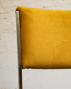 Gold Mustard Velvet Vintage Brass Chair Set