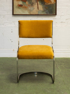 Gold Mustard Velvet Vintage Brass Chair Set