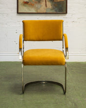 Load image into Gallery viewer, Gold Mustard Velvet Vintage Brass Chair Set
