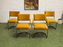 Load image into Gallery viewer, Gold Mustard Velvet Vintage Brass Chair Set

