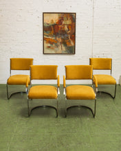Load image into Gallery viewer, Gold Mustard Velvet Vintage Brass Chair Set
