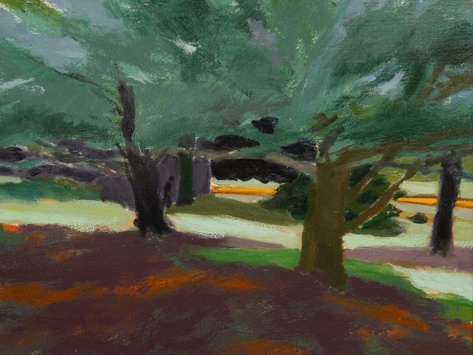 Between the Trees Beauty oil painting signed by Don Rees – Sunbeam Vintage