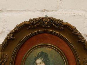 Vintage Cameo Creation Framed Portrait Baroness Von Krudener by Joseph Steiler
