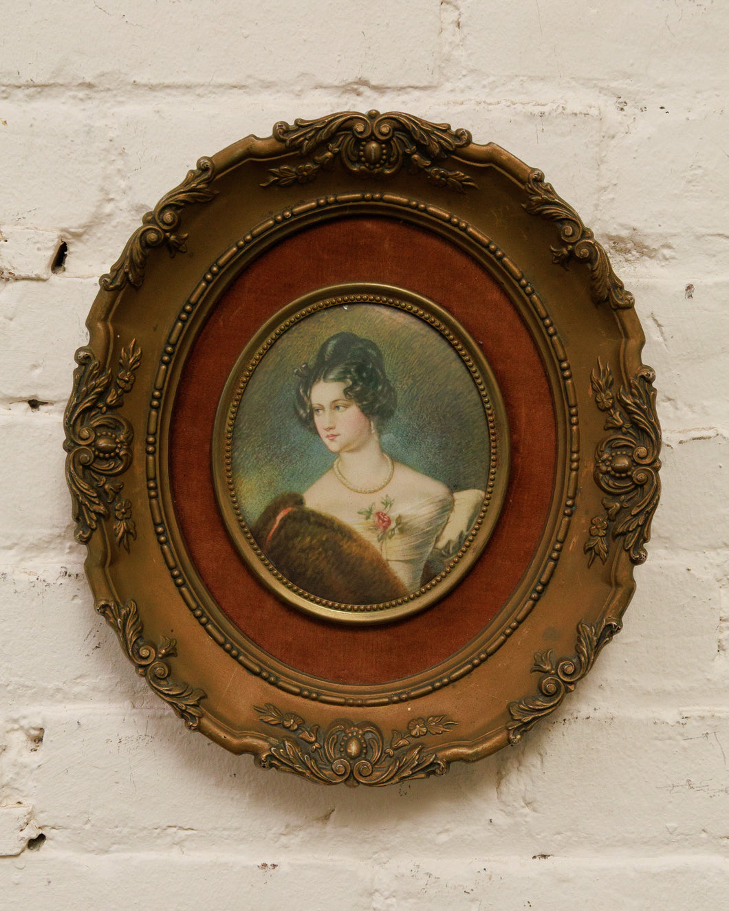 Vintage Cameo Creation Framed Portrait Baroness Von Krudener by Joseph Steiler