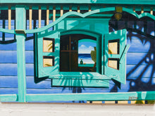 Load image into Gallery viewer, Turquoise Facade Architectural Painting in Blue and Teal
