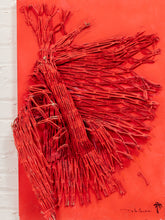 Load image into Gallery viewer, Crimson Flight Textural Abstract Bird Painting in Red by Julio De La Concha
