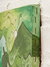 Load image into Gallery viewer, Green Reverie Figurative Folk Style Painting with Dancing Figures
