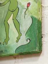 Load image into Gallery viewer, Green Reverie Figurative Folk Style Painting with Dancing Figures
