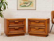Load image into Gallery viewer, Boho Two Drawer Oak Nightstands
