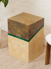 Load image into Gallery viewer, Malachite Block Faux Finish Pedestal Side Table
