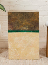 Load image into Gallery viewer, Malachite Block Faux Finish Pedestal Side Table
