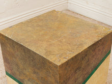 Load image into Gallery viewer, Malachite Block Faux Finish Pedestal Side Table
