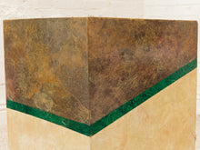 Load image into Gallery viewer, Malachite Block Faux Finish Pedestal Side Table
