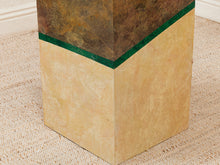 Load image into Gallery viewer, Malachite Block Faux Finish Pedestal Side Table

