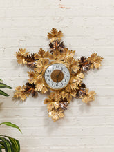 Load image into Gallery viewer, Brass Maple Leaf Starburst Clock Sun Wall Clock
