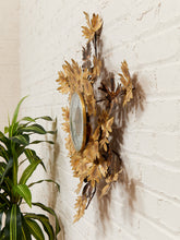 Load image into Gallery viewer, Brass Maple Leaf Starburst Clock Sun Wall Clock
