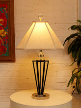 Load image into Gallery viewer, Prism Black Metal Table Lamp with Pagoda Shade
