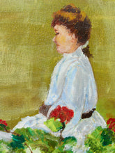 Load image into Gallery viewer, Garden Reverie Figurative Garden Painting with Girl in White
