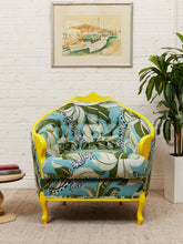 Load image into Gallery viewer, Antique Yellow Painted Wild Life Parlor Chair
