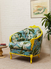 Load image into Gallery viewer, Antique Yellow Painted Wild Life Parlor Chair
