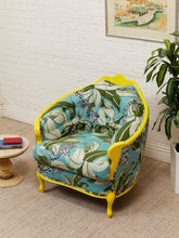 Load image into Gallery viewer, Antique Yellow Painted Wild Life Parlor Chair
