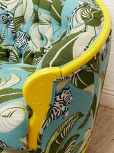 Load image into Gallery viewer, Antique Yellow Painted Wild Life Parlor Chair
