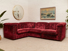 Load image into Gallery viewer, 1970’s Italian Original Zanotta 4 Piece Modular Sofa Reupholstered in Checkered Velvet
