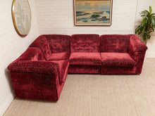 Load image into Gallery viewer, 1970’s Italian Original Zanotta 4 Piece Modular Sofa Reupholstered in Checkered Velvet
