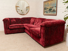 Load image into Gallery viewer, 1970’s Italian Original Zanotta 4 Piece Modular Sofa Reupholstered in Checkered Velvet
