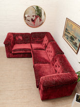 Load image into Gallery viewer, 1970’s Italian Original Zanotta 4 Piece Modular Sofa Reupholstered in Checkered Velvet
