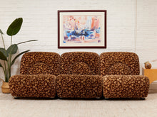 Load image into Gallery viewer, 1970’s Floral Italian Modular Sofa in Brown Vintage Print Upholstery

