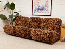 Load image into Gallery viewer, 1970’s Floral Italian Modular Sofa in Brown Vintage Print Upholstery
