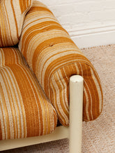 Load image into Gallery viewer, Vintage 70’s Italian Lounge Chair with Original Striped Chenille and White Wooden Frame

