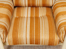 Load image into Gallery viewer, Vintage 70’s Italian Lounge Chair with Original Striped Chenille and White Wooden Frame
