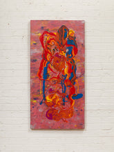 Load image into Gallery viewer, Ember Bloom Abstract Expressionist Painting in Pink Orange Red and Blue
