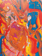 Load image into Gallery viewer, Ember Bloom Abstract Expressionist Painting in Pink Orange Red and Blue
