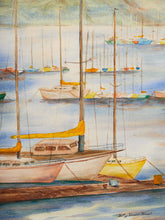 Load image into Gallery viewer, Morning Moorings Framed Harbor Scene with Sailboats
