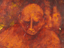 Load image into Gallery viewer, Ember Gathering Figurative Expressionist Painting in Deep Red and Rust

