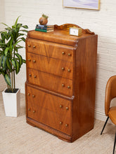 Load image into Gallery viewer, Art Deco Waterfall Highboy Dresser
