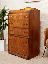 Load image into Gallery viewer, Art Deco Waterfall Highboy Dresser
