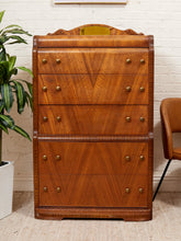 Load image into Gallery viewer, Art Deco Waterfall Highboy Dresser
