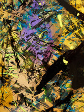 Load image into Gallery viewer, Night Flight Abstract Expressionist Painting in Black Gold Blue and Violet by Julio De LaConcha
