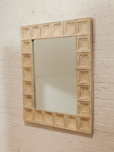 Load image into Gallery viewer, Relief White Textured Framed Mirror with Geometric Tile Border
